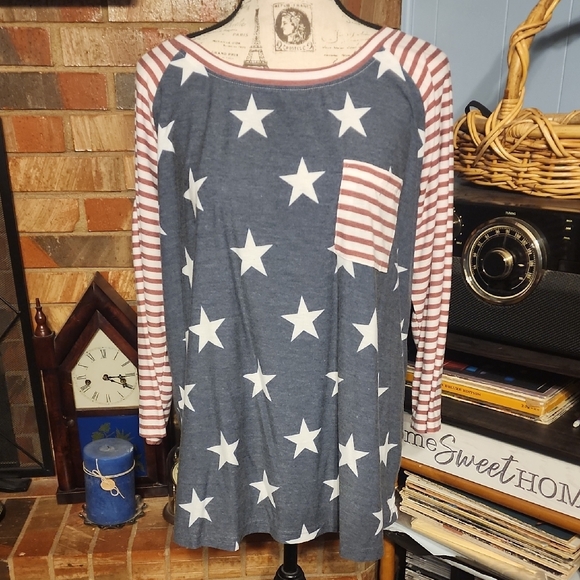 KEREN hart Tops - 🌻3/$24🌻 Keren Hart Red, White, & Blue Patriotic Top B2